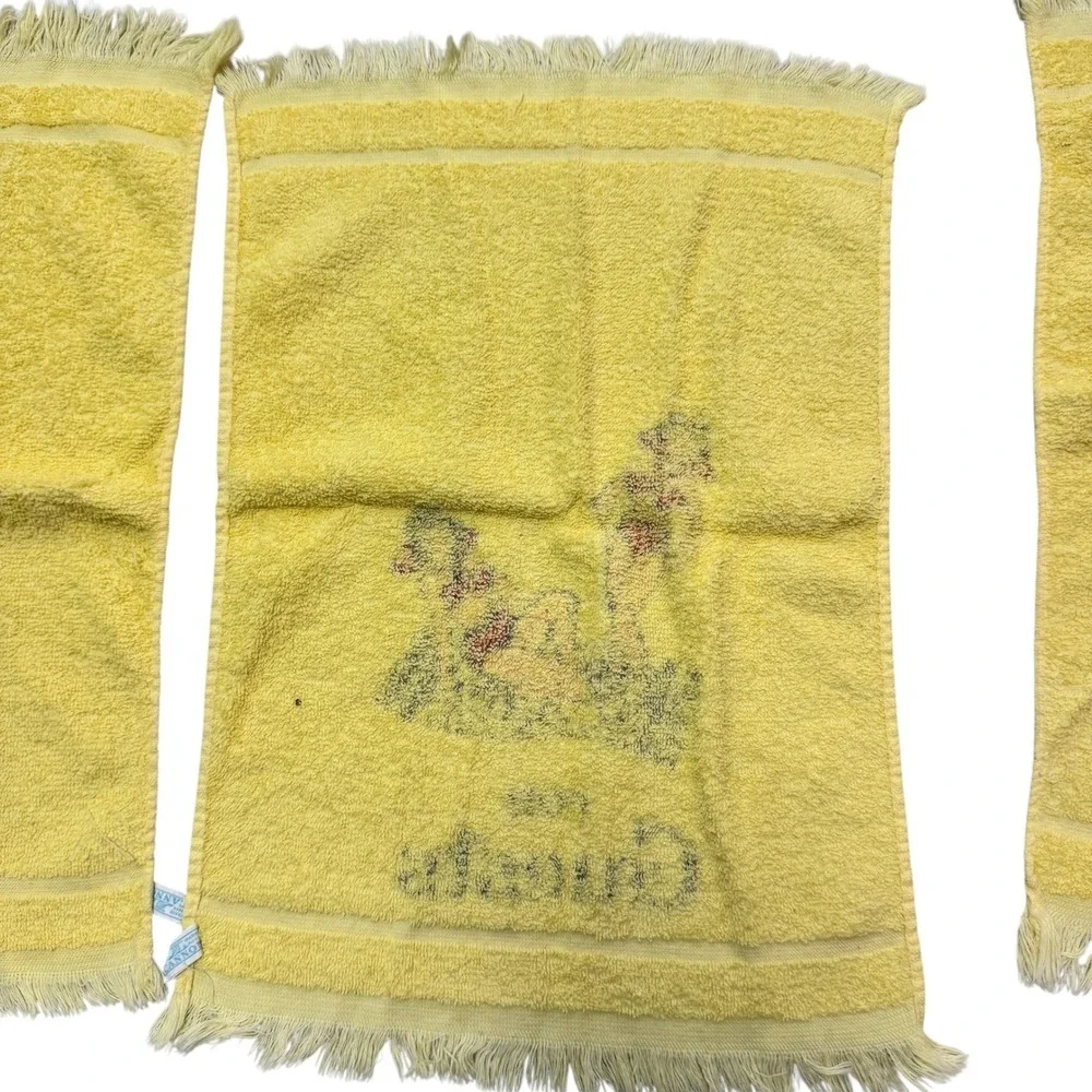 Cannon Yellow Novelty Hand Towel Set 3 Boss Slave Guests Harem Pinup Vintage
